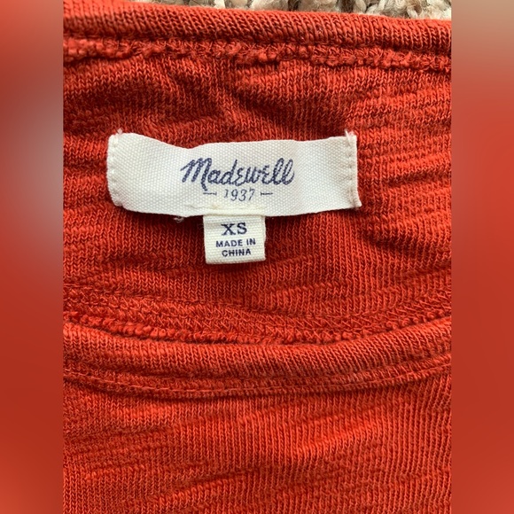 MADEWELL Style B6076 Rust Burnt Orange Boxy Fit Pullover Top Stripped Sides SZXS - Picture 8 of 11